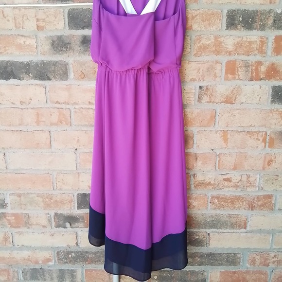 Jessica Simpson Sleeveless Dress Size 6 Fuchsia w/ High Low Hem Criss Cross Back - Picture 13 of 16